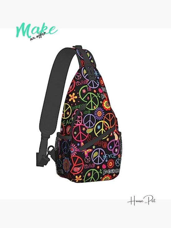 Hippie Peace Sling Bag Crossbody Shoulder Chest Backpack Travel Daypack Hiking main image 3
